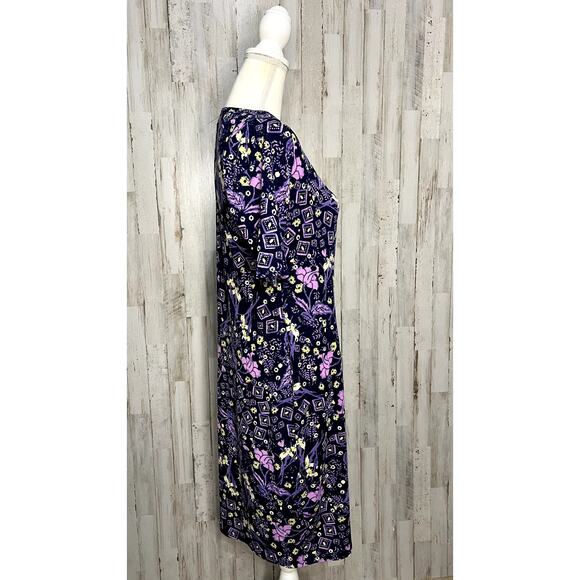 LulaRoe Julia Dress Women's Medium Purple Floral Pencil Knee Length Casual - Picture 2 of 6